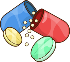 Pills with Opened Capsule Illustration png