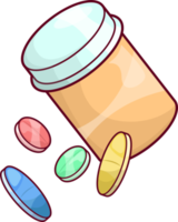 ilustración de médico drogas con pastillas y envase png