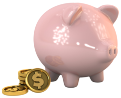 Simple piggy bank a 3d concept saving money png