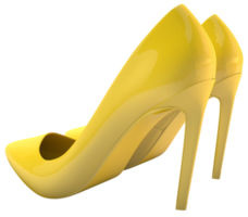 Heeled shoes. Elegant yellow women's shoes. 3d render png