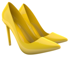 Elegant high heels. Yellow shoes for women. 3d render png