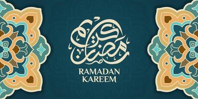 Islamic ornament template for background, banner, poster, cover design, envelope, social media feed. Ramadan Kareem and eid mubarak 2023 concept, blue background, muslim lantern, pattern vector