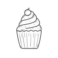 Cupcake vector in hand-drawn style isolated on white background