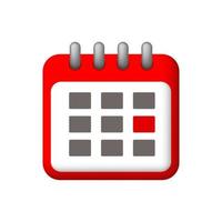 Calendar icon in 3d vector style