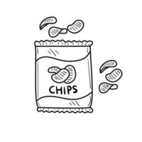 Hand drawn potato chips vector illustration isolated on white background