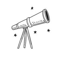 Telescope vector illustration in hand-drawn style isolated on white background