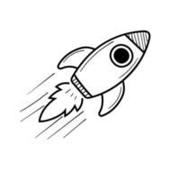 Rocket vector illustration in hand-drawn style isolated on white background