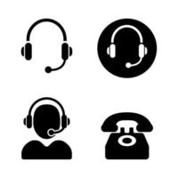 Set of call center icon in glyph style vector