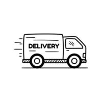 Hand-drawn delivery truck icon isolated on white background