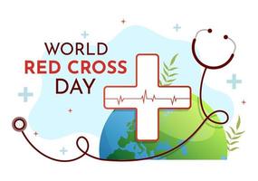 World Red Cross Day on May 8 Illustration to Medical Health and Providing Blood In Hand Drawn for Web Banner or Landing Page Templates vector