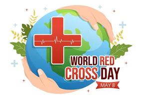 World Red Cross Day on May 8 Illustration to Medical Health and Providing Blood In Hand Drawn for Web Banner or Landing Page Templates vector