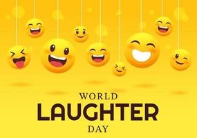 World Laughter Day Illustration with Smiley Facial Expression Cute for Web Banner or Landing Page in Flat Cartoon Hand Drawn Templates vector