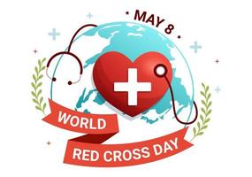 World Red Cross Day on May 8 Illustration to Medical Health and Providing Blood In Hand Drawn for Web Banner or Landing Page Templates vector