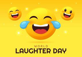 World Laughter Day Illustration with Smiley Facial Expression Cute for Web Banner or Landing Page in Flat Cartoon Hand Drawn Templates vector