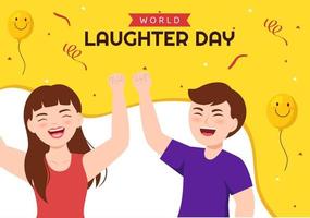 World Laughter Day Illustration with Smiley Facial Expression Cute for Web Banner or Landing Page in Flat Cartoon Hand Drawn Templates vector