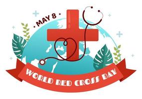 World Red Cross Day on May 8 Illustration to Medical Health and Providing Blood In Hand Drawn for Web Banner or Landing Page Templates vector