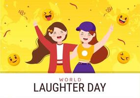 World Laughter Day Illustration with Smiley Facial Expression Cute for Web Banner or Landing Page in Flat Cartoon Hand Drawn Templates vector