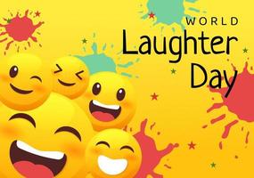 World Laughter Day Illustration with Smiley Facial Expression Cute for Web Banner or Landing Page in Flat Cartoon Hand Drawn Templates vector