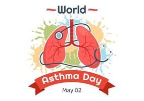 World Asthma Day on May 2 Illustration with Inhaler and Health Prevention Lungs in Flat Cartoon Hand Drawn for Web Banner or Landing Page Templates vector