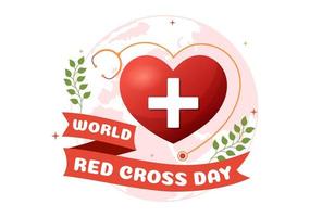 World Red Cross Day on May 8 Illustration to Medical Health and Providing Blood In Hand Drawn for Web Banner or Landing Page Templates vector