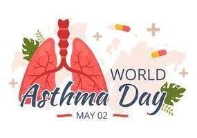 World Asthma Day on May 2 Illustration with Inhaler and Health Prevention Lungs in Flat Cartoon Hand Drawn for Web Banner or Landing Page Templates vector