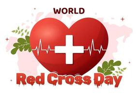 World Red Cross Day on May 8 Illustration to Medical Health and Providing Blood In Hand Drawn for Web Banner or Landing Page Templates vector