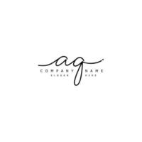 Initial AQ handwriting of signature logo vector