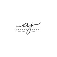 Initial AJ handwriting of signature logo vector