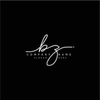 Initial BZ handwriting of signature logo vector