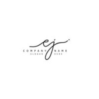 Initial EJ handwriting of signature logo vector