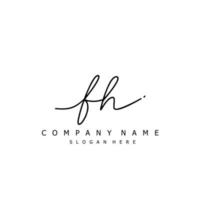 Initial FH handwriting of signature logo vector