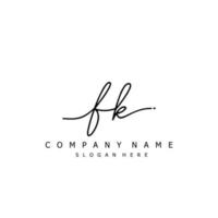 Initial FK handwriting of signature logo vector