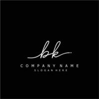 Initial BK handwriting of signature logo vector