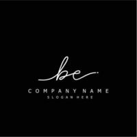 Initial BE handwriting of signature logo vector