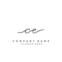 Initial CE handwriting of signature logo vector