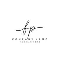 Initial FP handwriting of signature logo vector