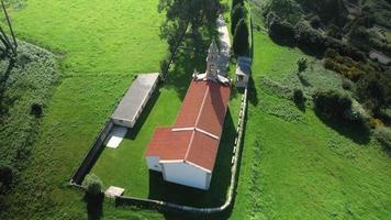 Aerial View Of Santuario dos Milagres de Caion - Shrine In A Coruna, Spain. orbiting shot video