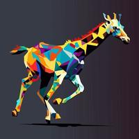 jirafa corriendo dibujado utilizando wpap Arte estilo, popular arte, vector ilustración.