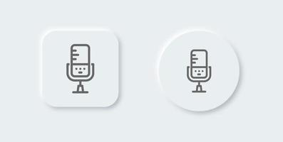 Microphone line icon in neomorphic design style. Podcast signs vector illustration