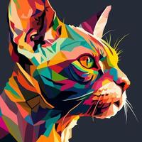 gato cara dibujado utilizando wpap Arte estilo, popular arte, vector ilustración.