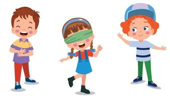 happy cute little kid boy and girl play tag blindfolded vector