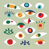 Matisse style. Geometric and organic paper cut eye shapes. Vector abstract modern elements for creating logos, patterns, posters, covers and cards