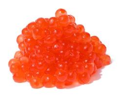 Red caviar on a white isolated background, delicious snack photo