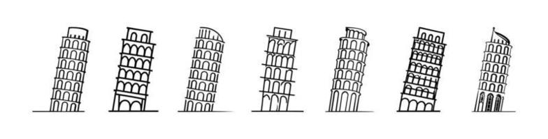 Tower vector illustration set. Line art icon.