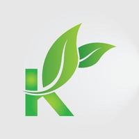 K letter logo concept. K leaf logo. K icon design vector