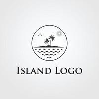 island with palm trees logo design template vector