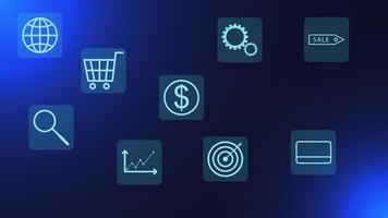 comercio electrónico o en línea compras concepto con márketing estrategia icono. vector ilustración.