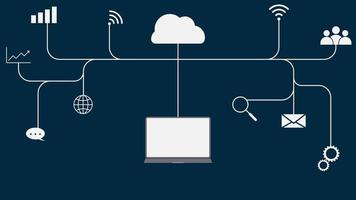 Internet network connection with social media communication concept. Vector illustration.