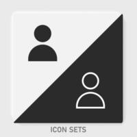 hombre avatar icono negro y blanco en vector