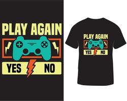 Play again gaming t-shirt design pro download vector